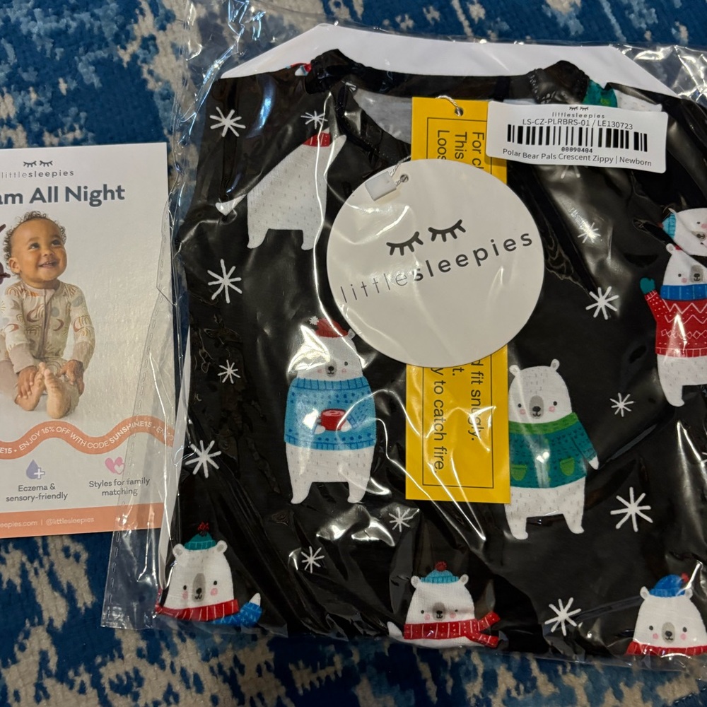 Little Sleepies Polar Bear Pals Newborn crescent Pajamas new with tags